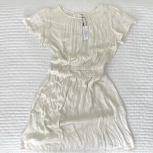 NWT Velvet by Graham & Spencer Satin Short Sleeve Mini Dress in Ivory Size S